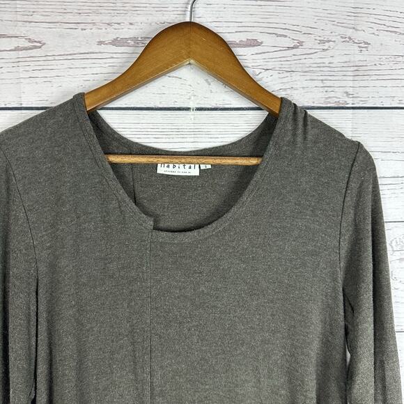 Habitat‎ Shirt Womens Small Gray Boxy Artisan Casual Tunic Relaxed Minimalist - Picture 2 of 11